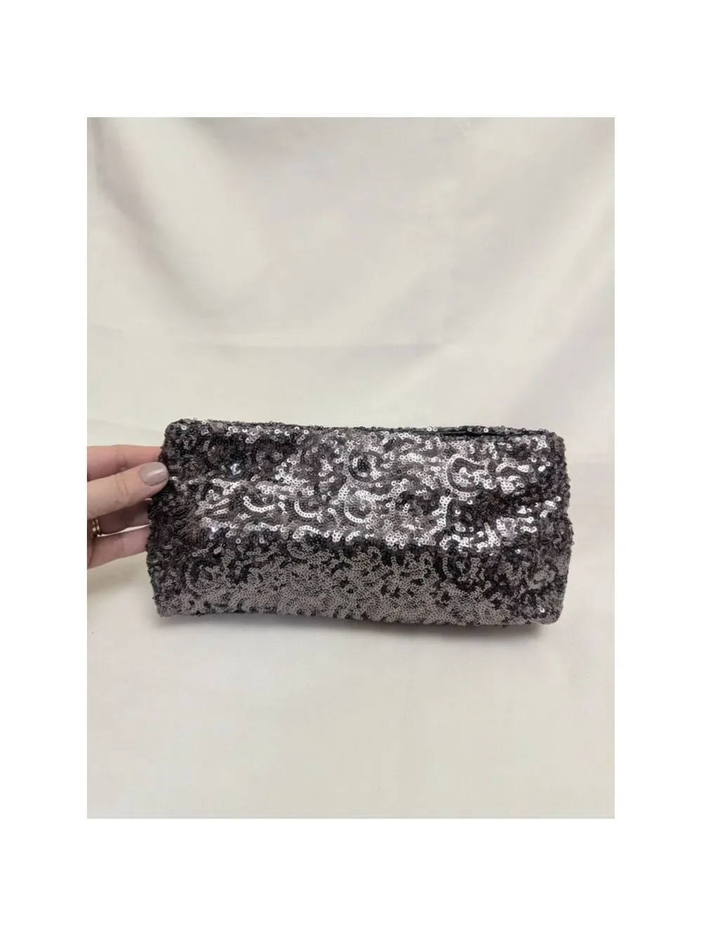 Victoria's Secret Silver Sequin Pouch Bag